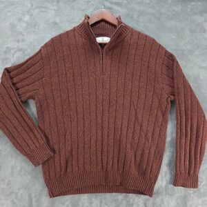 Vintage Bill Blass Heavy Ribbed 1/4 Zip M Sweater Deep Orange Gorpcore Hiking...